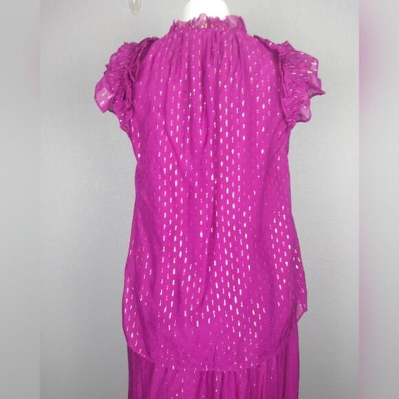 Generation Love Peggy Lurex Blouse & Selena Maxi Magenta Skirt Silk Blend Small - Picture 13 of 14